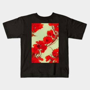 Beautiful Stylized Red Flowers, for all those who love nature #167 Kids T-Shirt